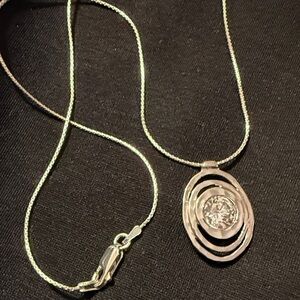 Silpada Silver Pendant Necklace with White Crystal center